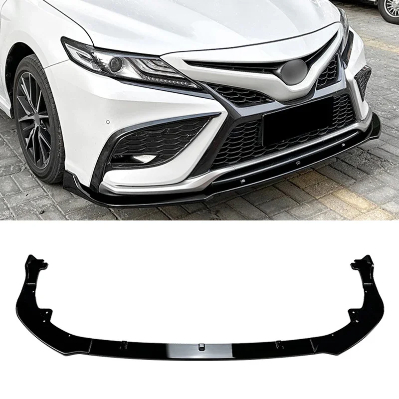 New! Car Front Bumper Lip Spoiler Splitter For Toyota Camry XV70 Sports Edition 2021 2022 2023 ABS Glossy black Tuning Body kits