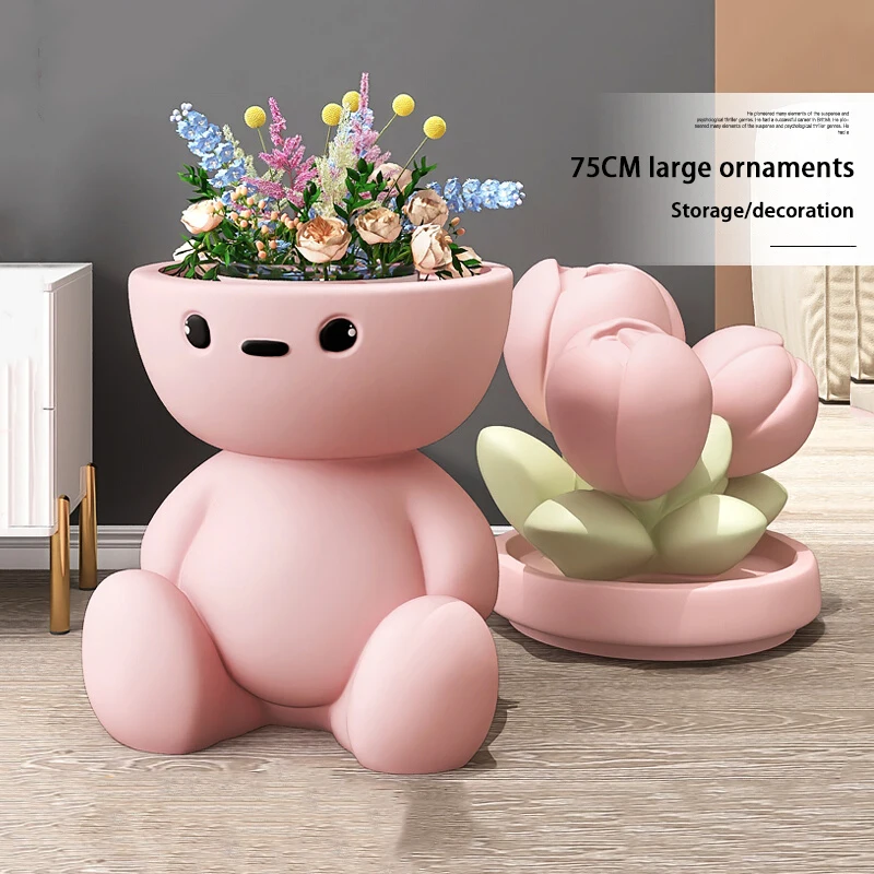 Home Decor Sculpture Living Room Decoration Creative Tulip Flowerpot to Store Ornaments Cartoon Plant Resin/Fiberglass Statue