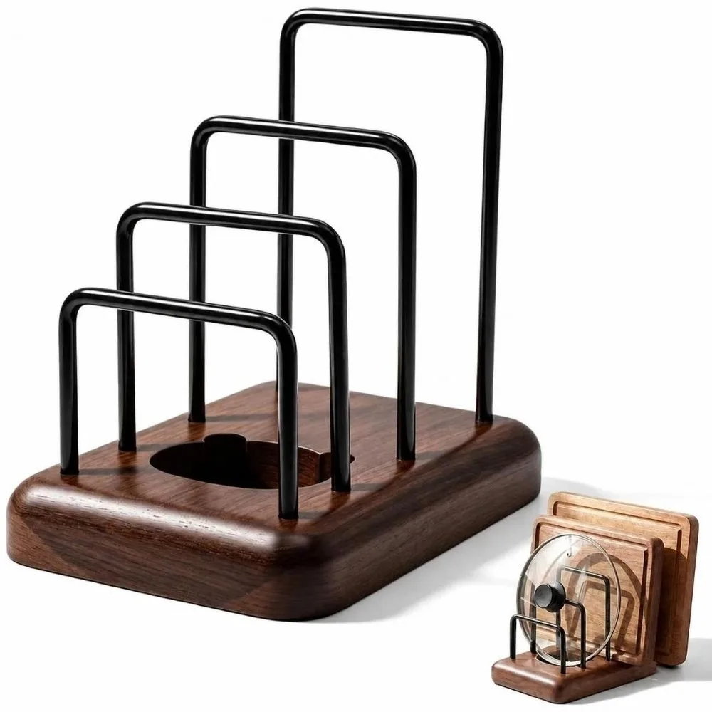Support de rangement vertical pour planches à découper à 3 emplacements, base stable, organisateur de couvercles de casseroles, surface polie résistante à l'humidité