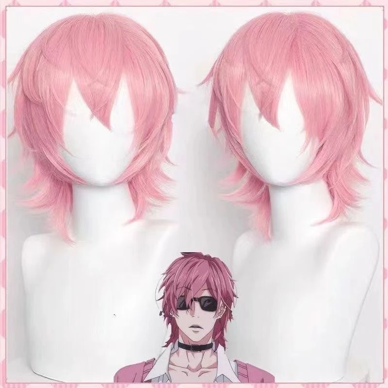 

12-дюймовые розовые короткие волосы, маскарад, сценическое представление, бар, ночной клуб, повседневная одежда, высокотемпературный шелковый парик для косплея, имитация волос