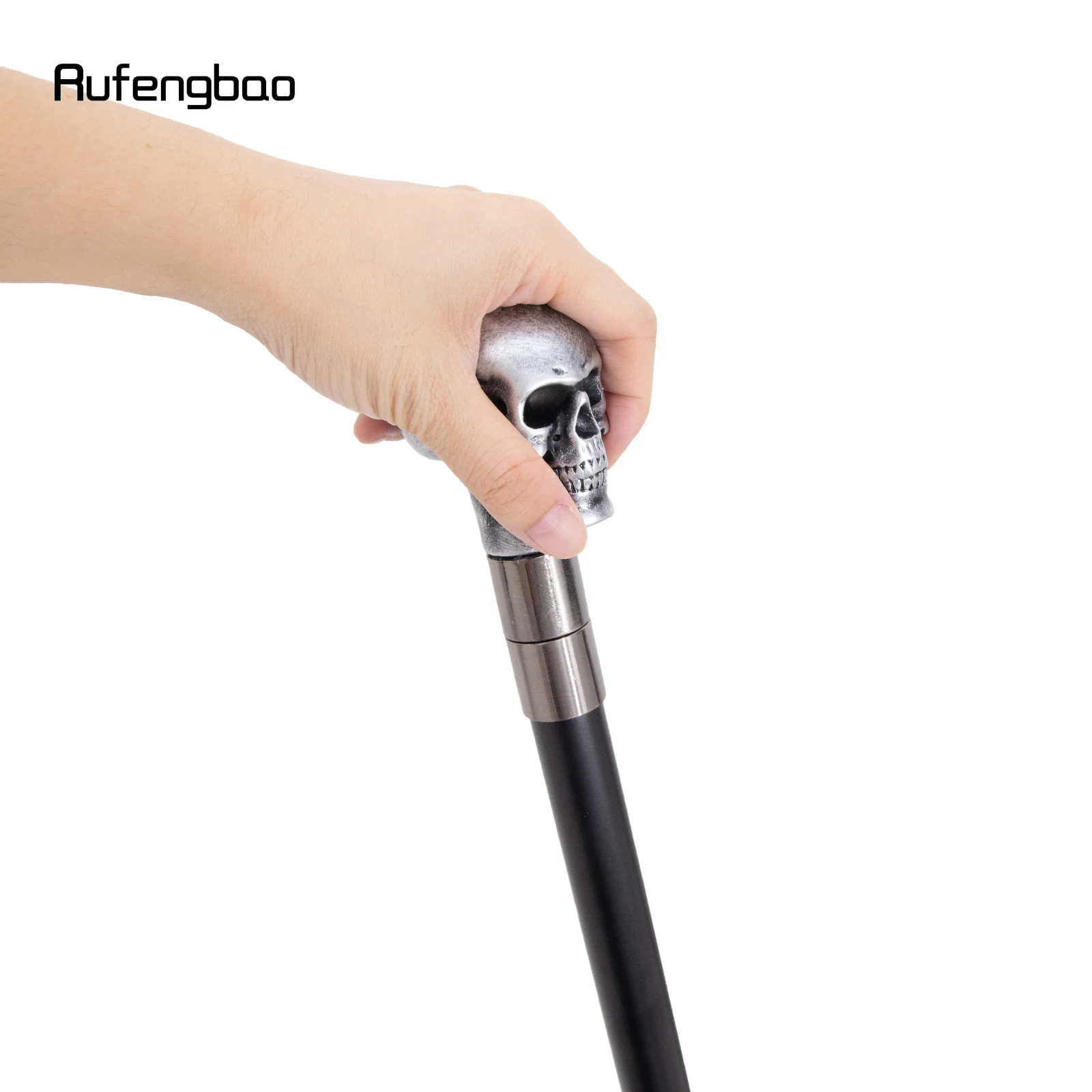 Silver Resin Skull Walking Cane Fashion Decorative Stick Elegant Cosplay Cane Knob Crosier 94cm Performance Stage Cane