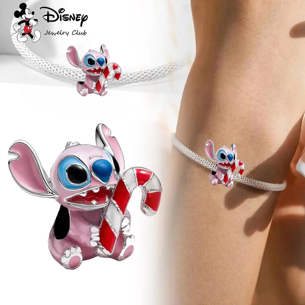 

Лидер продаж, серебро S925 MINISO, стежка Диснея, держащая трость Санта-Клауса, рождественский шарм, подарок, висячие бусины, подходят для цепочки, ювелирные изделия