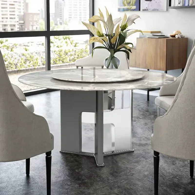 Modern Minimalist Natural Stone Dining Table Customizable Size Stone Top Form for Multi-Person Dining Table