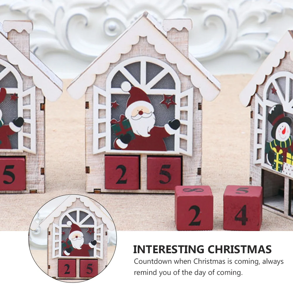 

1pc 1 Piece Wooden Christmas Calendar Advent Countdown Decoration Fine Craftsmanship Festive Holiday Family Gift Block Desk Wall