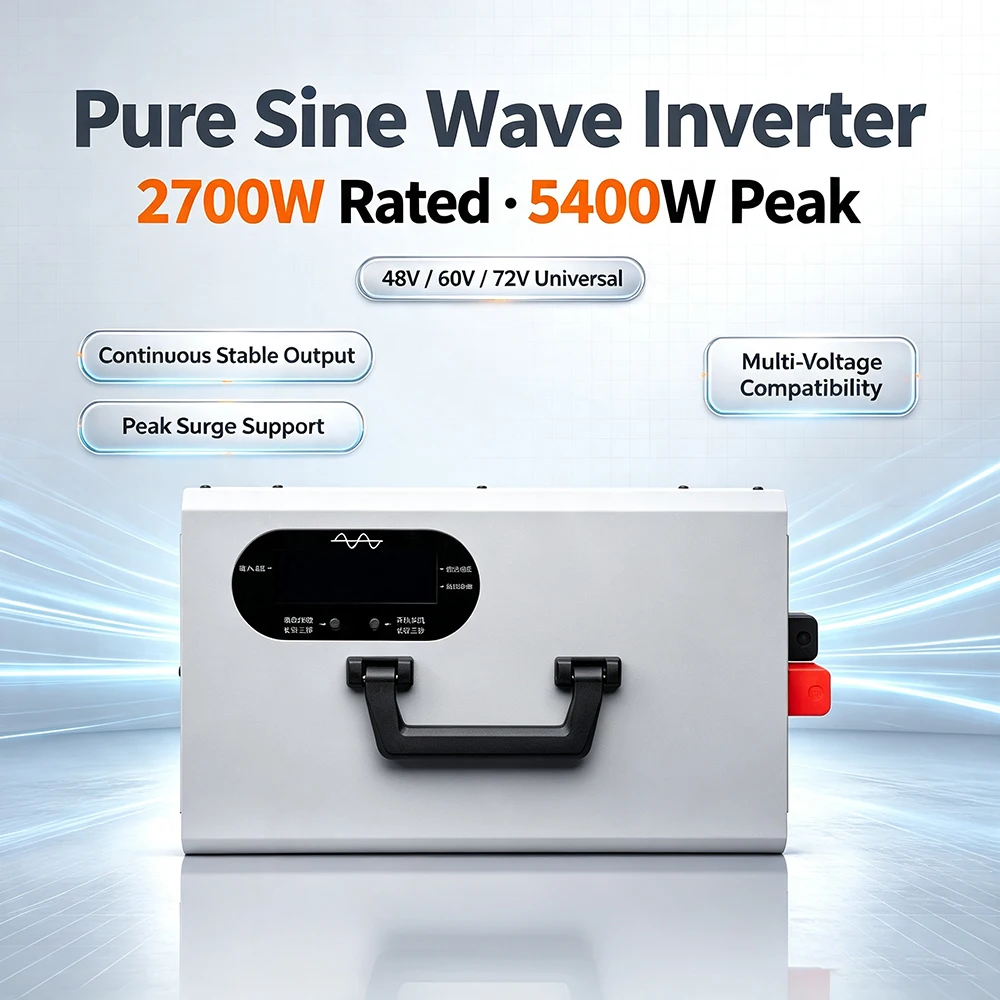 2700W Pure Sine Wave Inverter Peak Power 5400W Power Solar Car Inverters DC 48V 60V 72V To AC 220V Voltage Converter