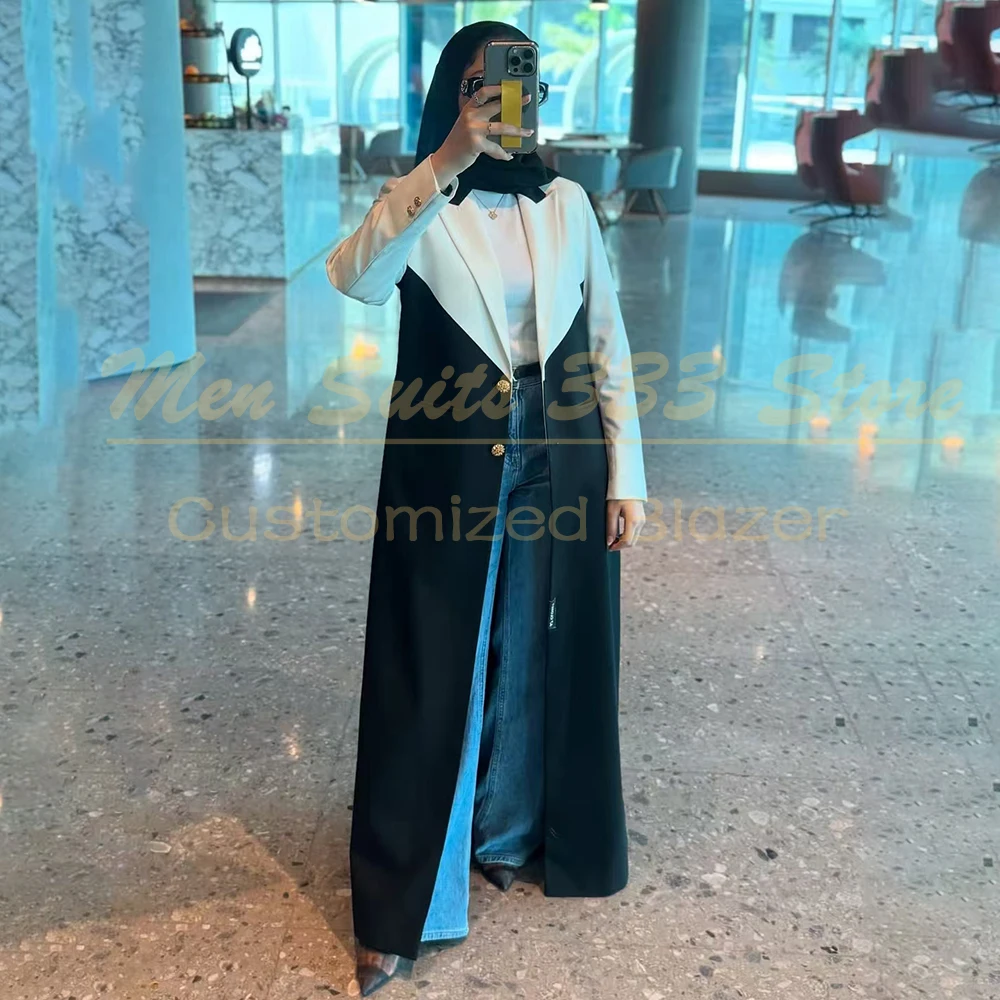 

Luxury Dubai Women's Clothing High Quality Single Breasted Peak Lapel Long Jacket 1 Piece Formal Office Lady Coat Abayas