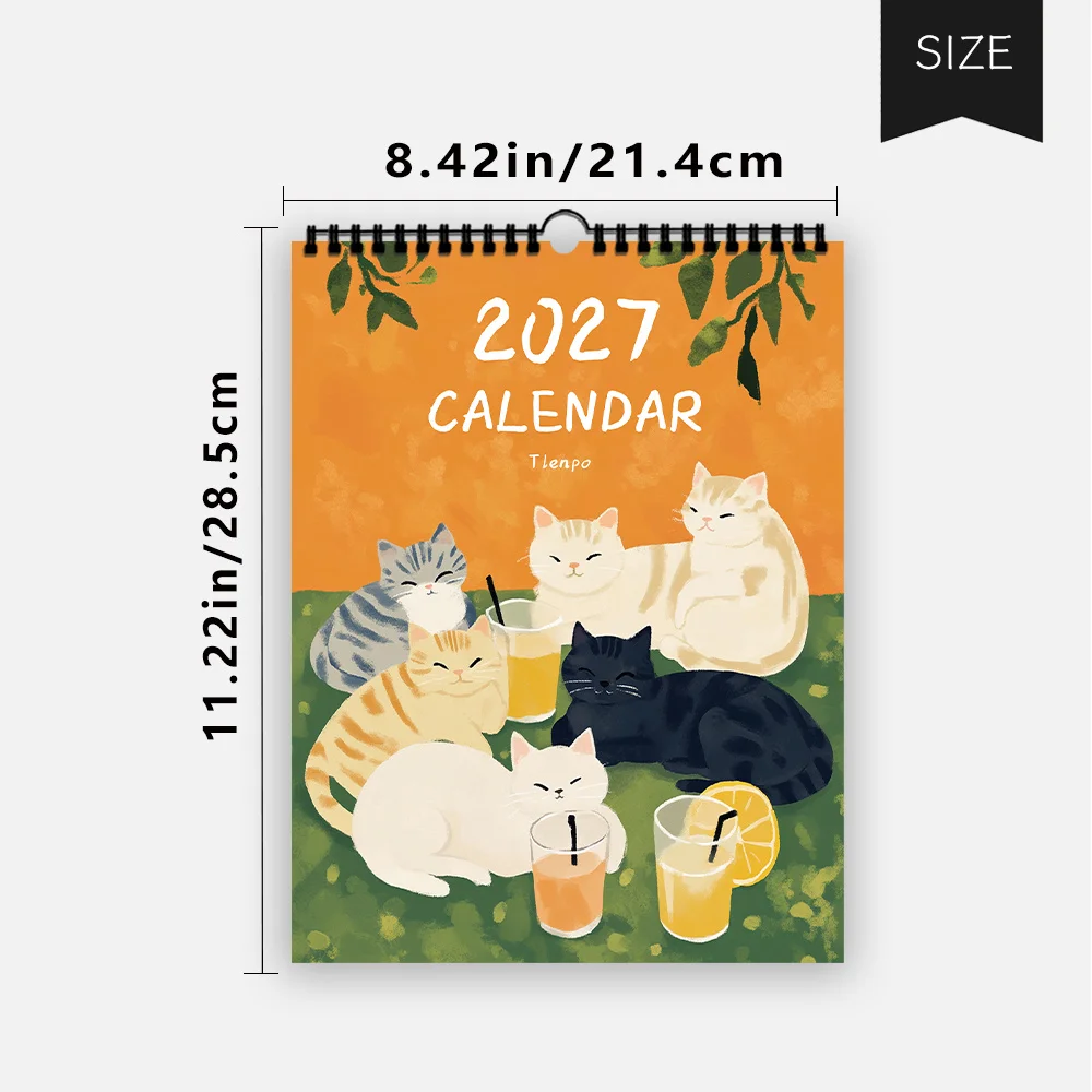 1 Stück 2027 Wandkalender, Vier-Jahreszeiten-Katzenmotiv, 12-Monats-Monatsplaner, Perfektes Geschenk für Geburtstage, Weihnachten, Neujahr – Detail 1