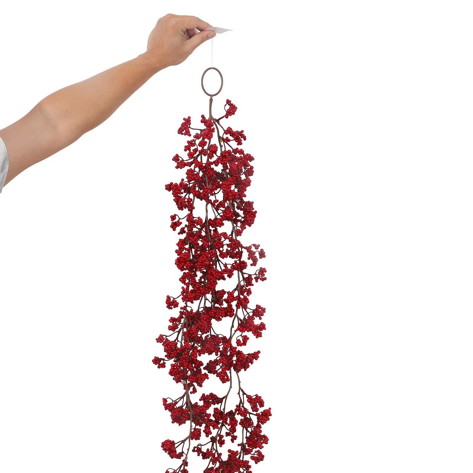 45.27 Inch Artificial Red Berry Hanging Garland Flexible Plastic Vine For Christmas Tree Home Wall Door Holiday Decoration Ornam