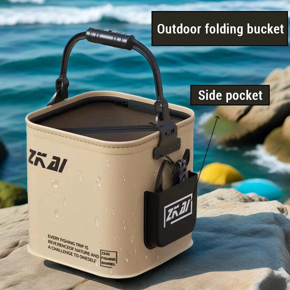 Collapsible Bucket 8L/13L Foldable Fish Bucket Collapsible Bucket Folding Storage Container With Handle For Camping