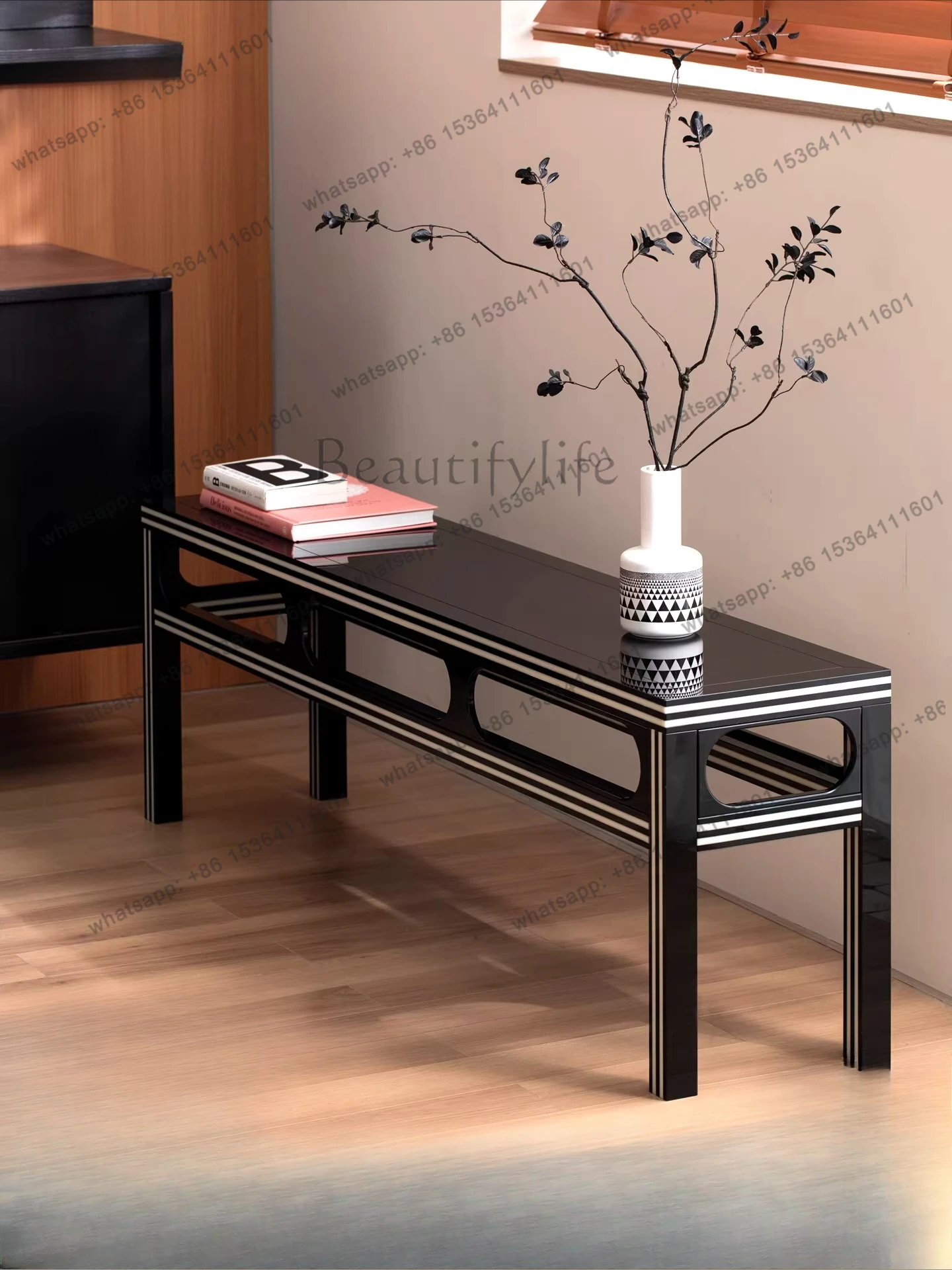 

Gray square acrylic retro home long striped dining chair modern bedroom end stool