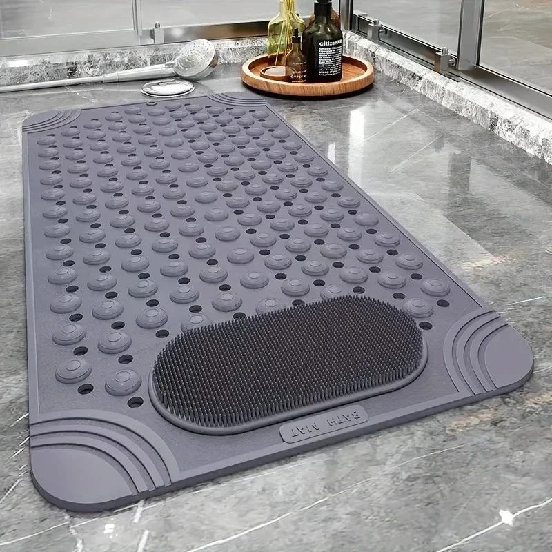 Bathroom Rubber Non-slip Mat Shower Foot Mat with Draining Holes Bathtub Mat Suction Cups Kitchen Area Rugs Home Accessories