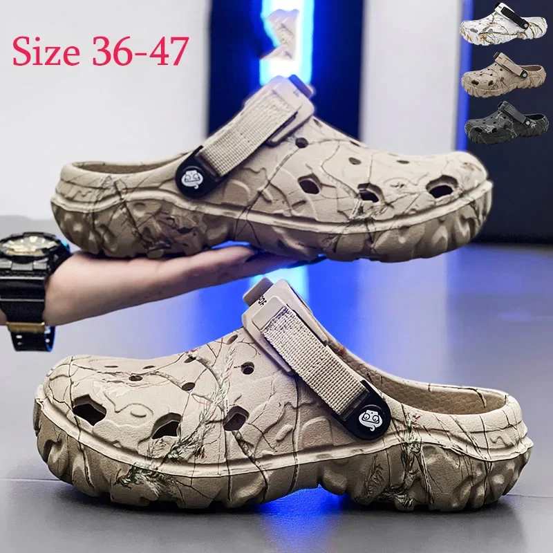 40-47 Summer Couples Sandals Men Outdoor Garden Clogs Hole Male Casual Shoes Fashion Water Shoes Comfort Home Soft Slippers image 3