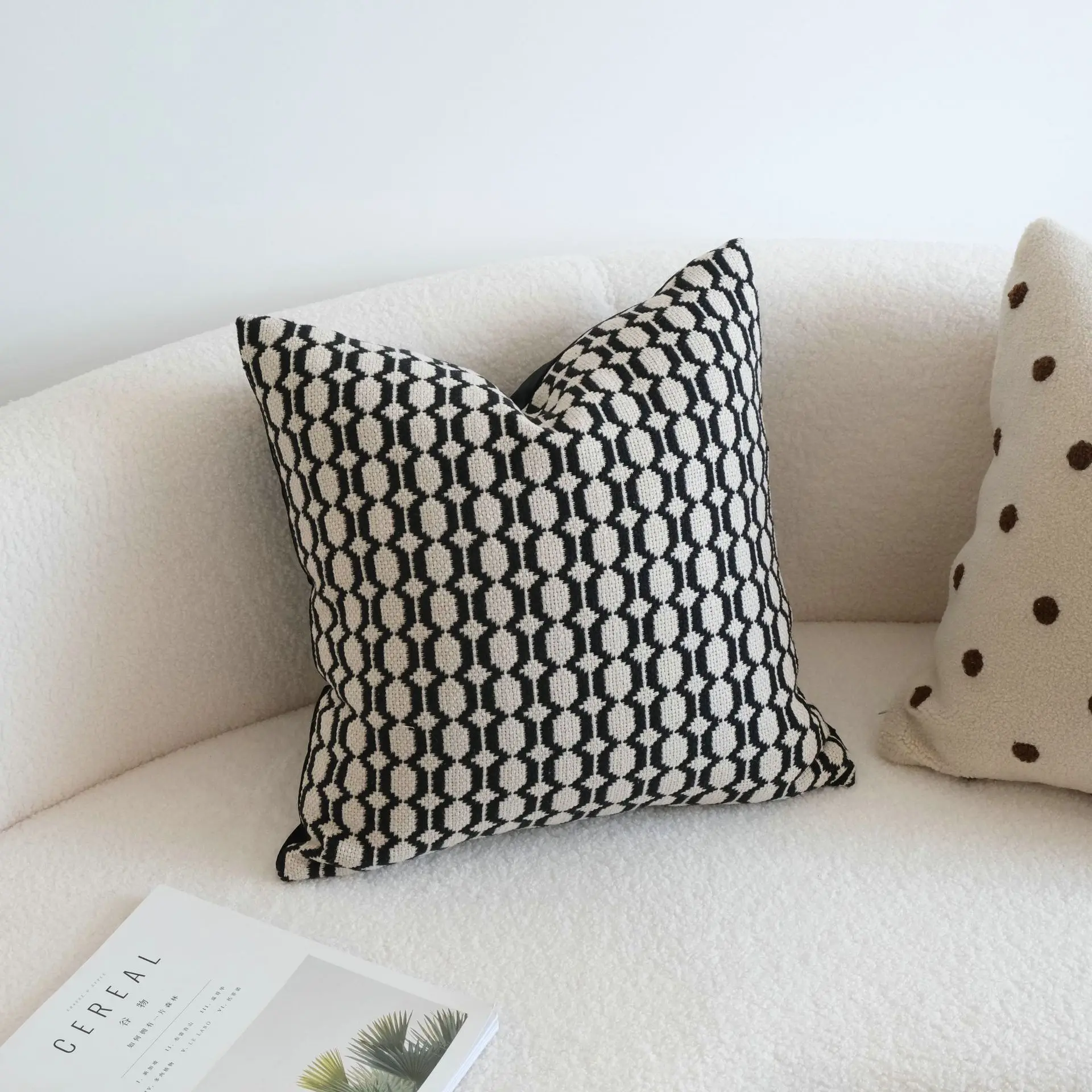 Gebreide Geometrische Patroon Kussensloop, Minimalistische Kussensloop, Retro Kussen Cover, Woonkamer Sofa Decoratie