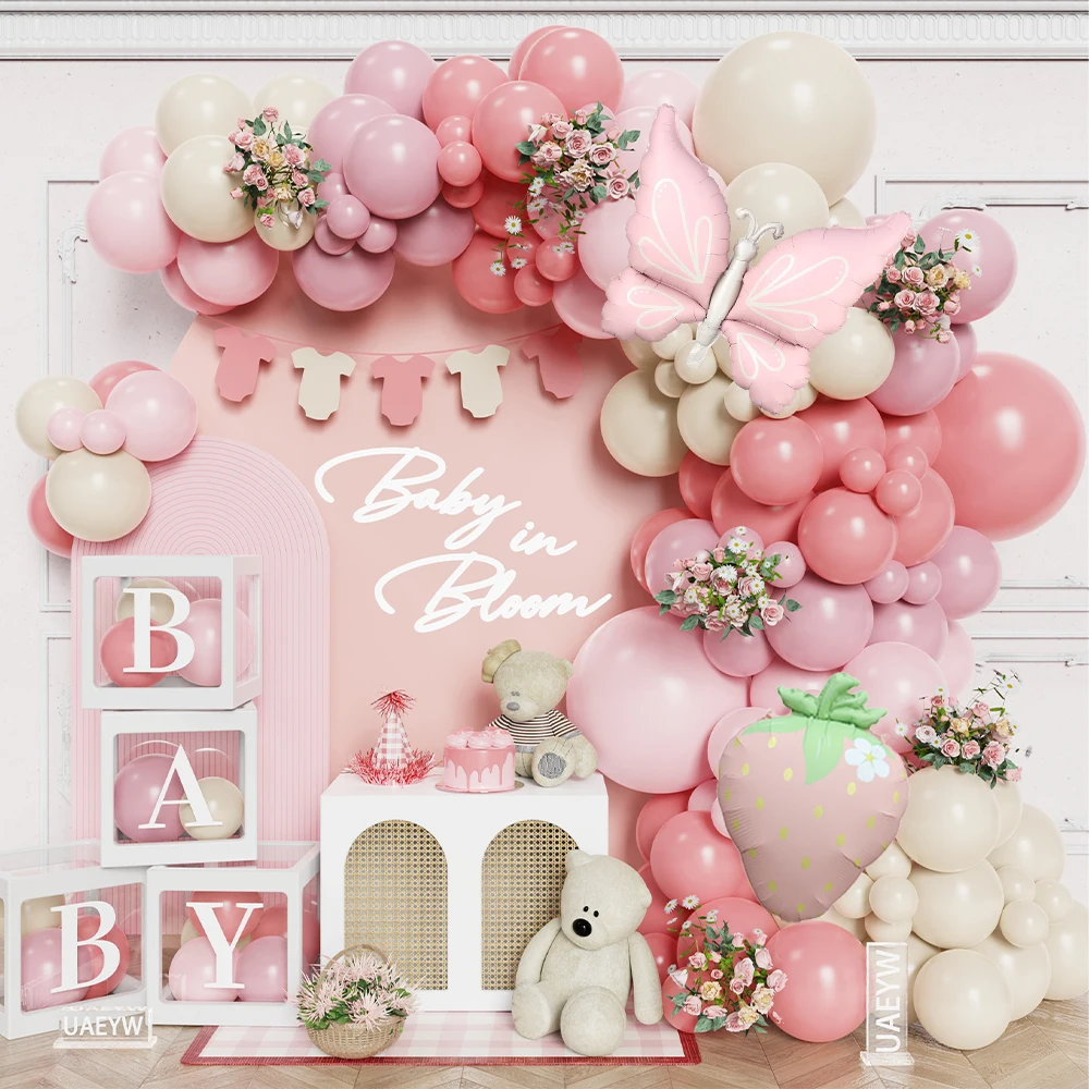 

Baby In Bloom Balloons Arch Kit Strawberry Butterfly Foil Ball Birthday Baby Shower Mom To Be Boho Floral Wildflower Party Decor