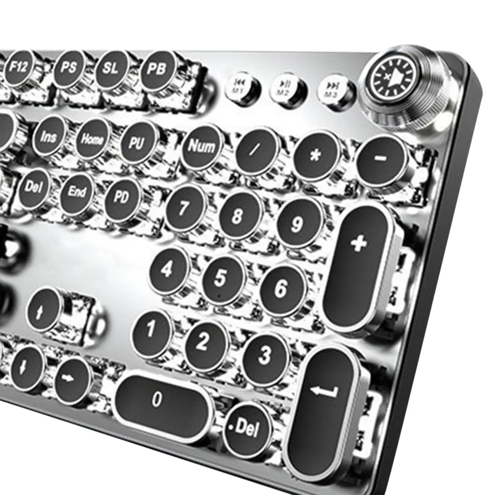 

ABS Mechanical Gaming Keyboard Retro Design Round Keycaps Typewriter Style for Laptop Desktop