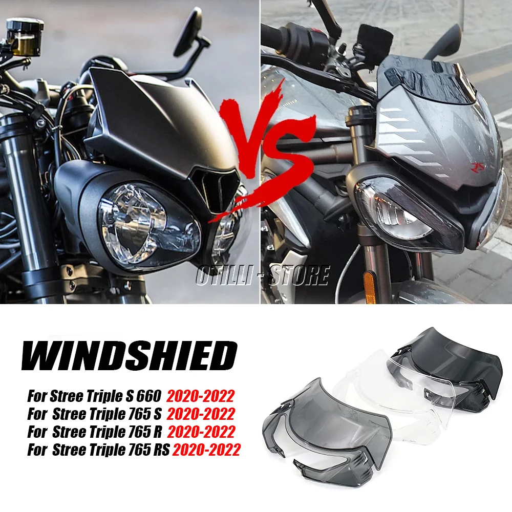 

Motorcycle Windshield Sports Wind Deflector Modification Suitable for Street Triple 765S 765RS 765R S660 2020 2021 2022