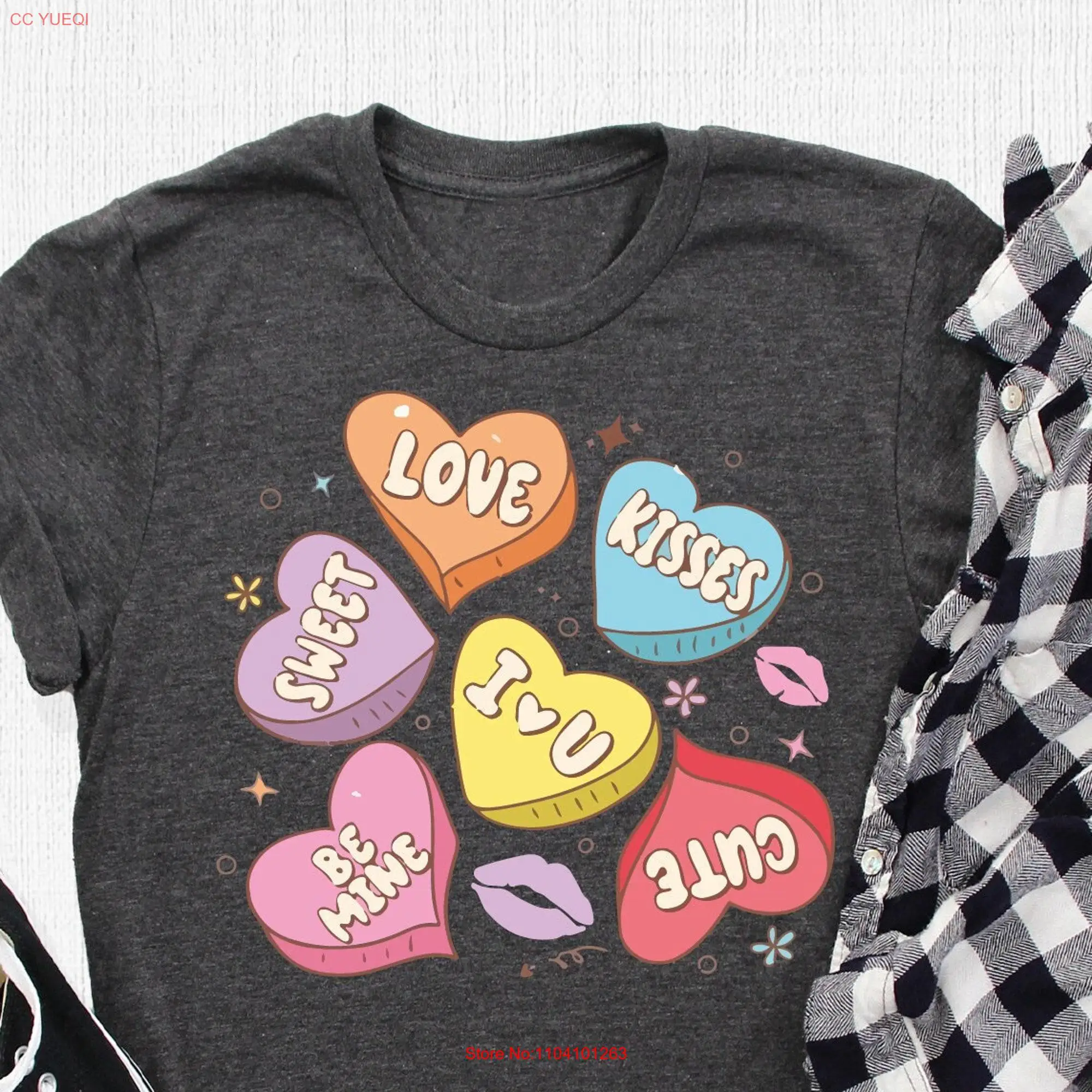 Conversation Hearts Valentine's Day T Shirt Candy s Positive Affirmations Outfit long or short sleeves