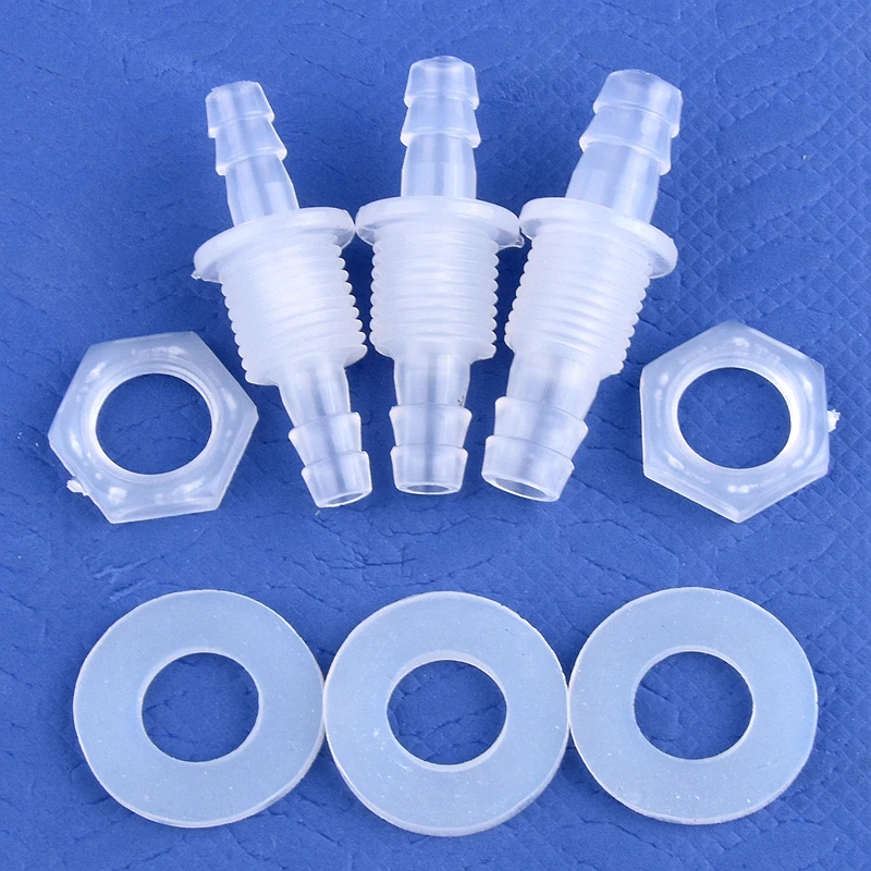 5~200 Pcs PP Pagoda Direct Connectors G1/4'' Thread+Hex Nut Gasket Hose Direct Joints Aquarium Tank Air Pump Water Pipe Adapters