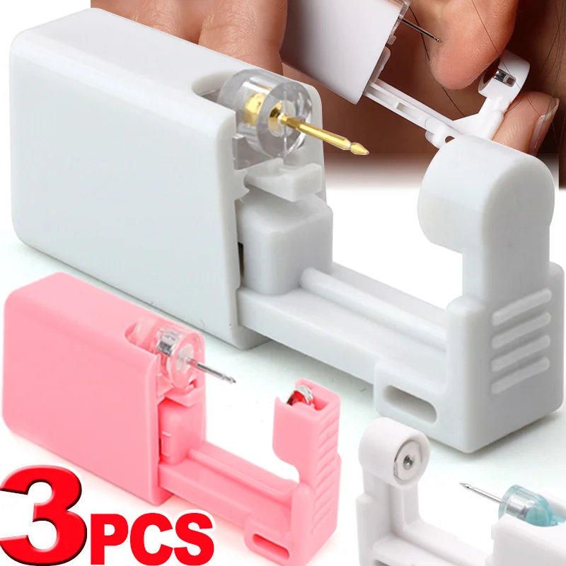 1/3PCS Disposable Safe Sterile Ear Piercing Unit Cartilage Tragus Helix Piercing Gun Piercer Tool Machine Kit Stud Body Jewelry