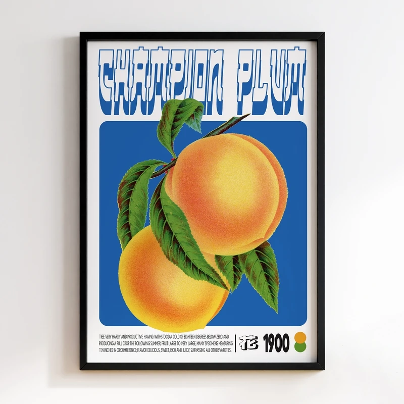 Vintage Botanical Specimen Poster Champion Plum Fruit Art Peach Pear Strawberry Pictures Canvas Painting Wall Art Home Decor
