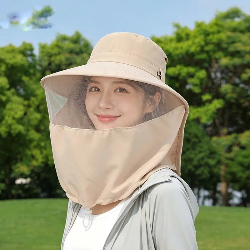 Summer Outdoor Insect-proof Hat with Mesh Face Cover Breathable Sun Protective Hat for Neutral Fishing Mosquito Fisherman Hat