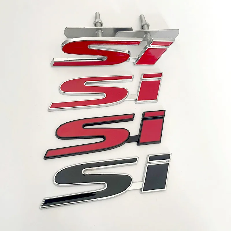 

3D Metal SI Logo Rear Trunk Front Grille Auto Badge Chrome Sticker Car Emblem Badge Accessorie For Honda Civic Accord Automobile