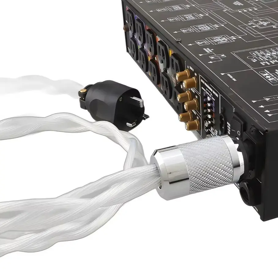 Câble d'alimentation ca britannique à cristal unique 5N OCC, amplificateur audio Audiophile, filtre DAC, câble d'alimentation HIFI, prise plaquée Rhodium en fibre de carbone