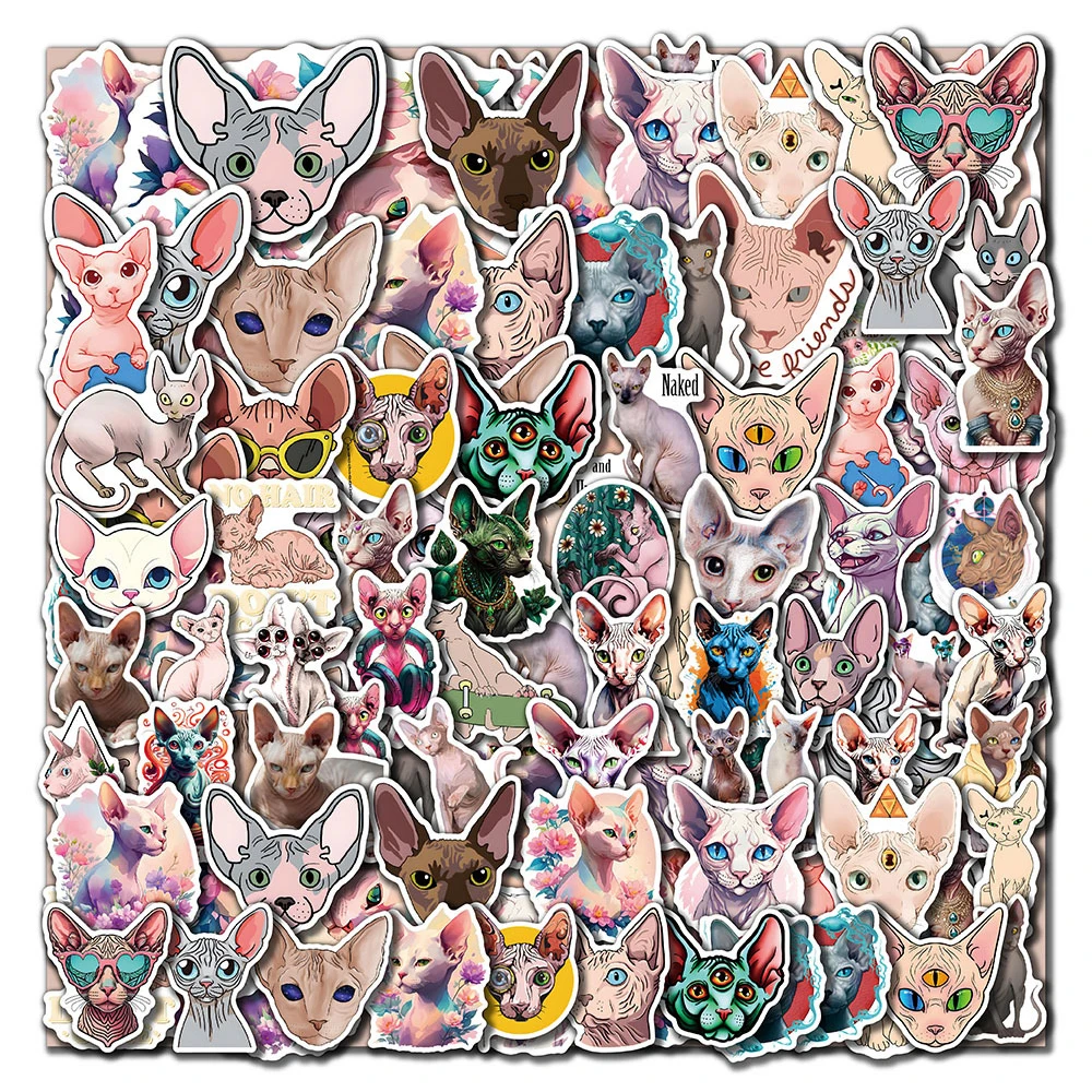 

10/30/50PCS Cute Sphynx Cat Animal Cartoon Stickers Kids Toys DIY Scrapbook Laptop Stationary Suitcase Car Kids Graffiti Sticker