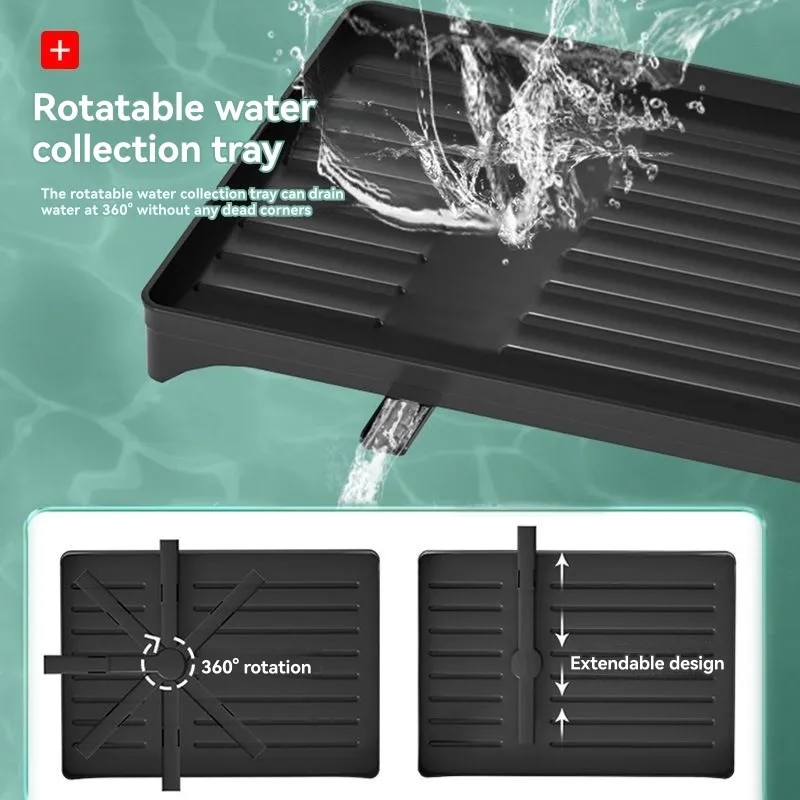 AT69 -Kitchen Dish Rack In Modern Simple Iron Wire Design-Dual Layer With Utensil Holder, Cutting Board Stand, And Draining Tray