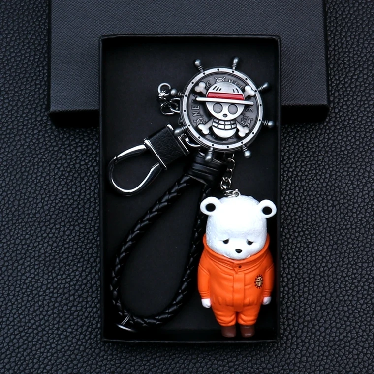 

Bepo Keychain Schoolbag Car Pendant Trafalgar law Heart Pirates Apology Bepo Bear Doll Key Ring Fan Collection Gift