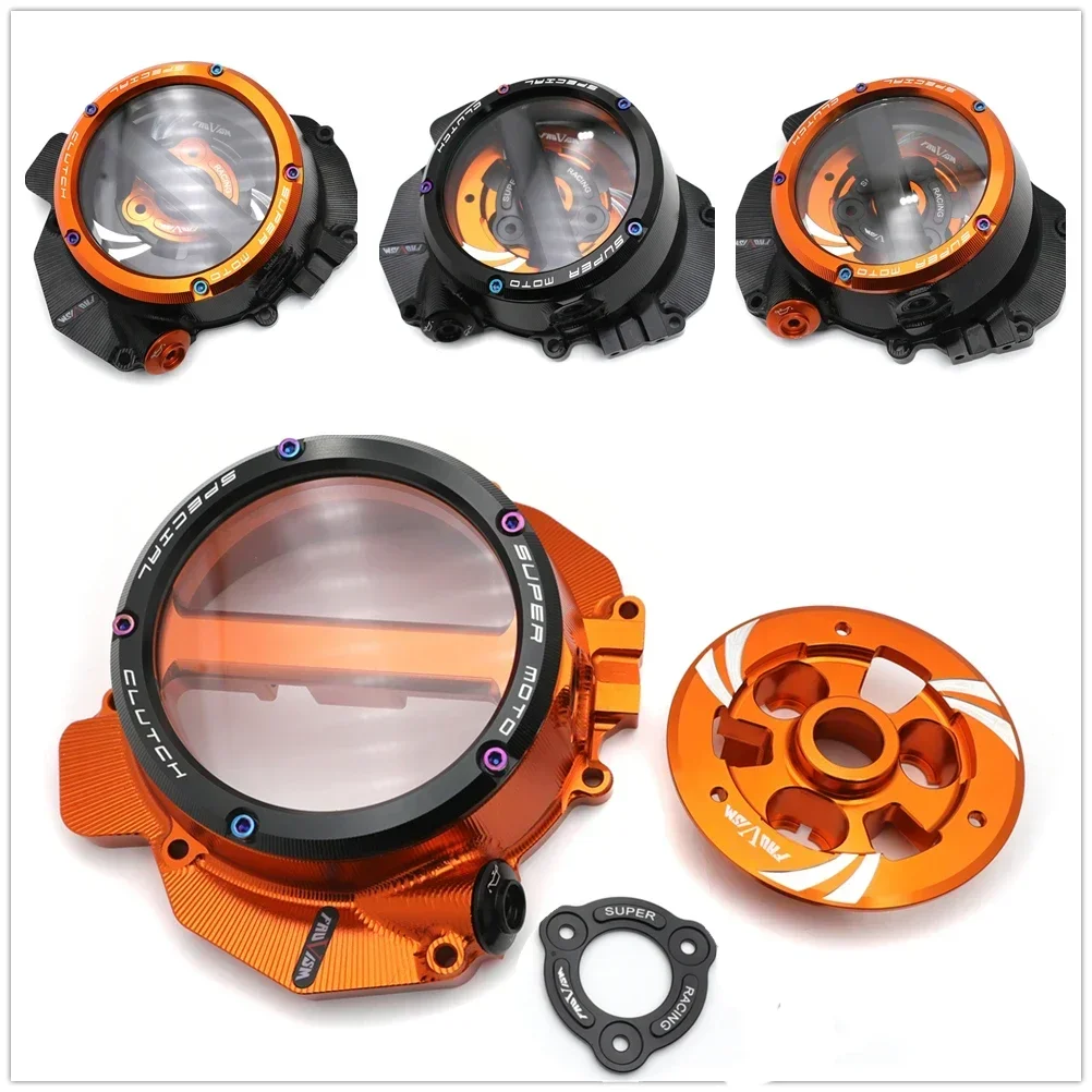 

Motorcycle Orange Black Racing Clear Clutch Cover For KTM 790 Adventure ADV 2019-2021，DUKE 790 2018-2021