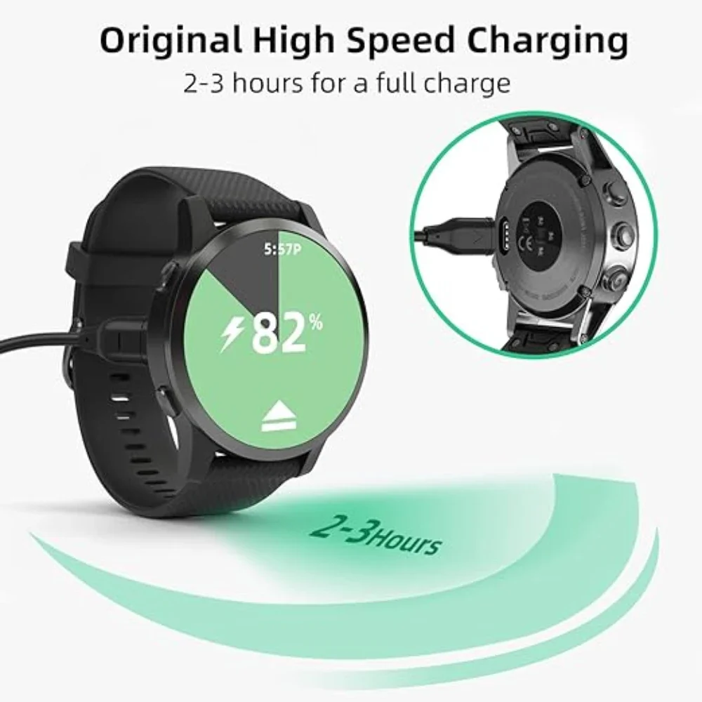 For Garmin Fenix 5 5S 5X Plus 6 6S 6X Pro 7 7S 7X Chargers USB-C Charger Smart Watch Charging Cable Replacement Charger 3.3ft image 3