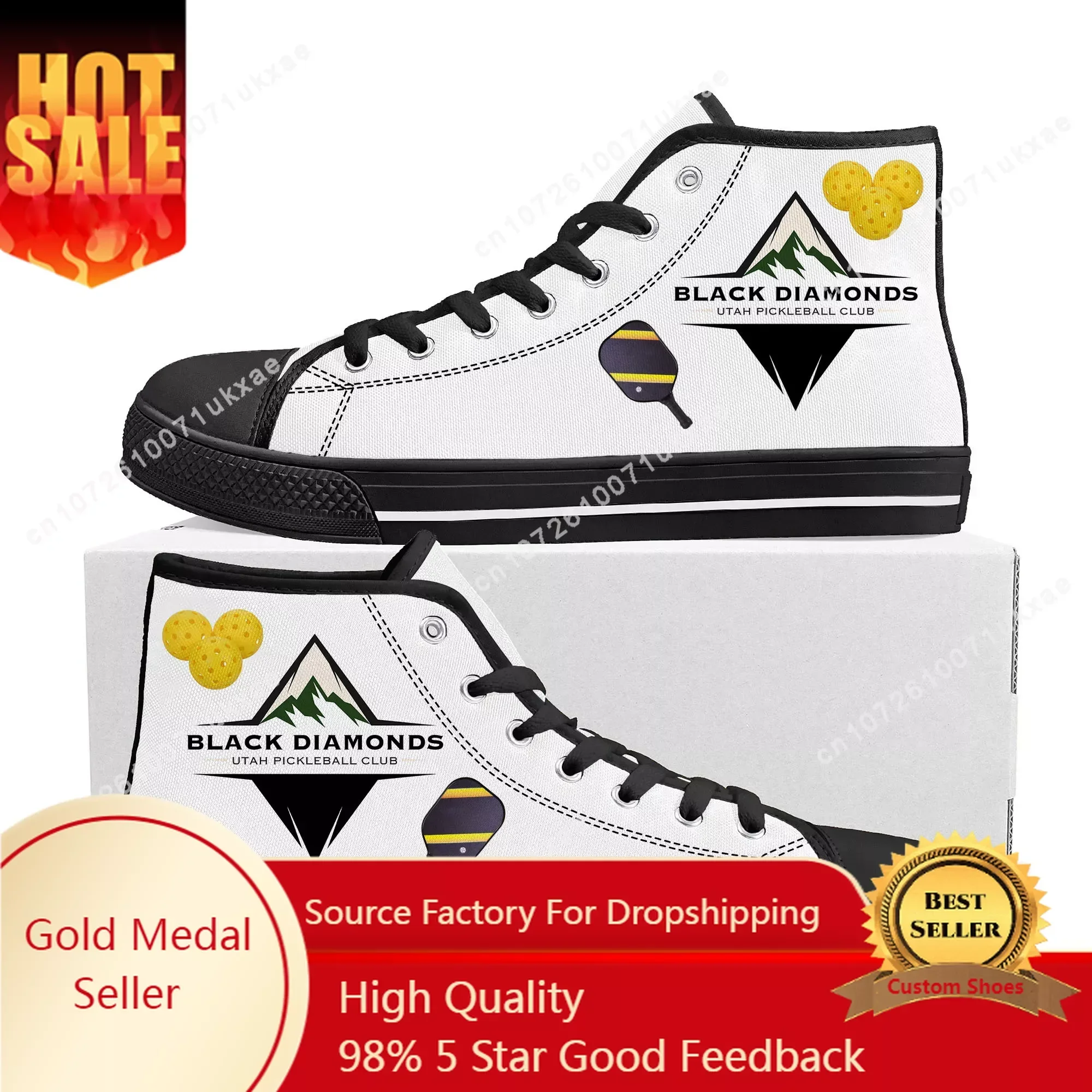 

UTAH BLACK DIAMONDS pickleball High Top Sneakers Mens Womens Teenager Canvas High Quality Sneaker Casual Custom Made Shoes DIY