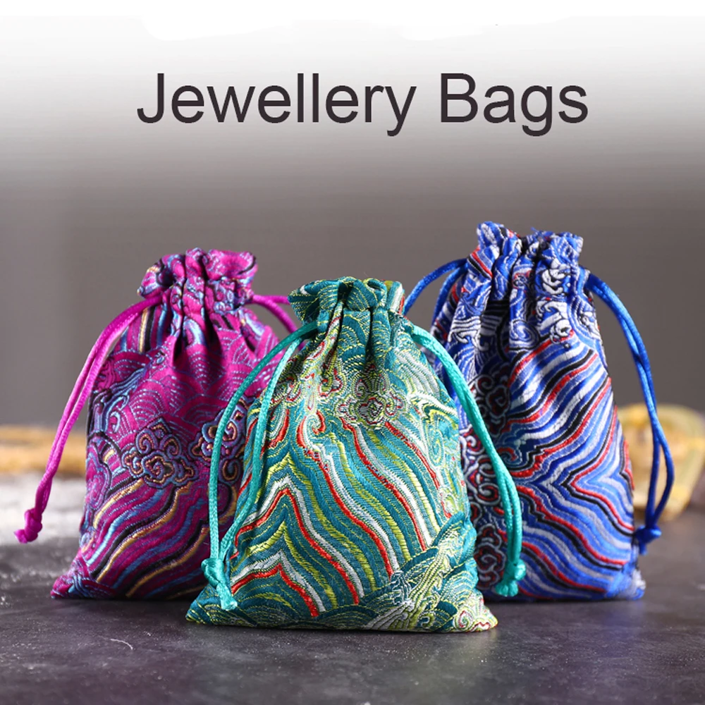 Candy Mini Party Gift Embroidered Wedding Jewelry Packaging Bag Satin Pouch Storage Bag