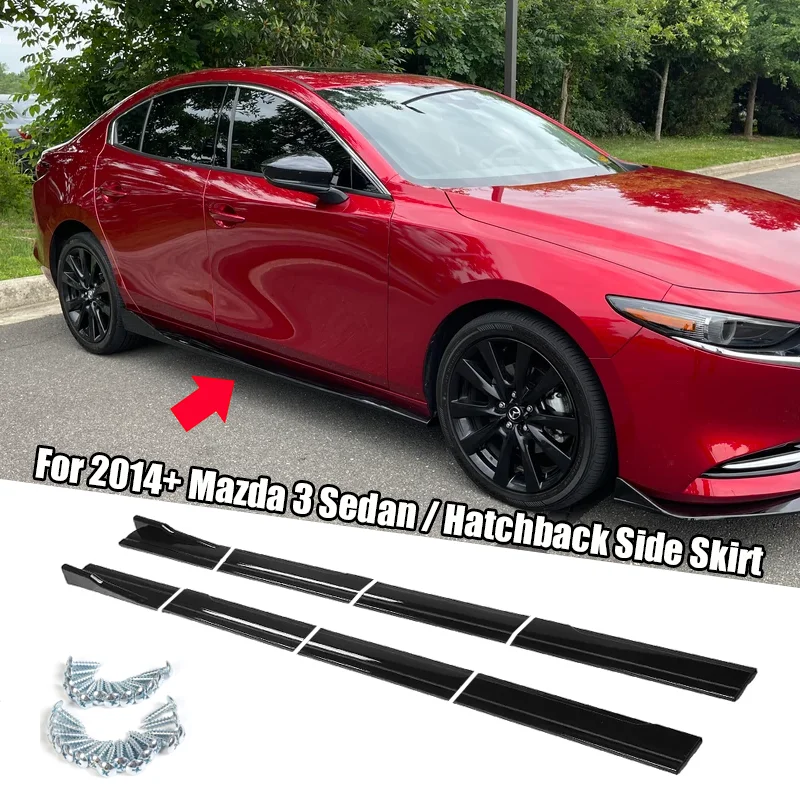 

Universal 86.6 Inch 2.2M Side Skirts Rocker Panels Extensions For 2014+ Mazda Accessories Mazda3 Sedan Hatchback Gloss Black 8Pc