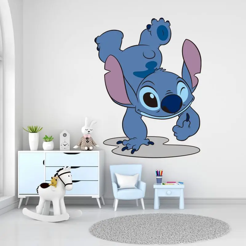 Disney Stitch Wall Paper Cartoon Anime Kawaii Stitch Large Wall Sticker Kids Bedroom Window Car Waterproof Self Adhesive Sticker