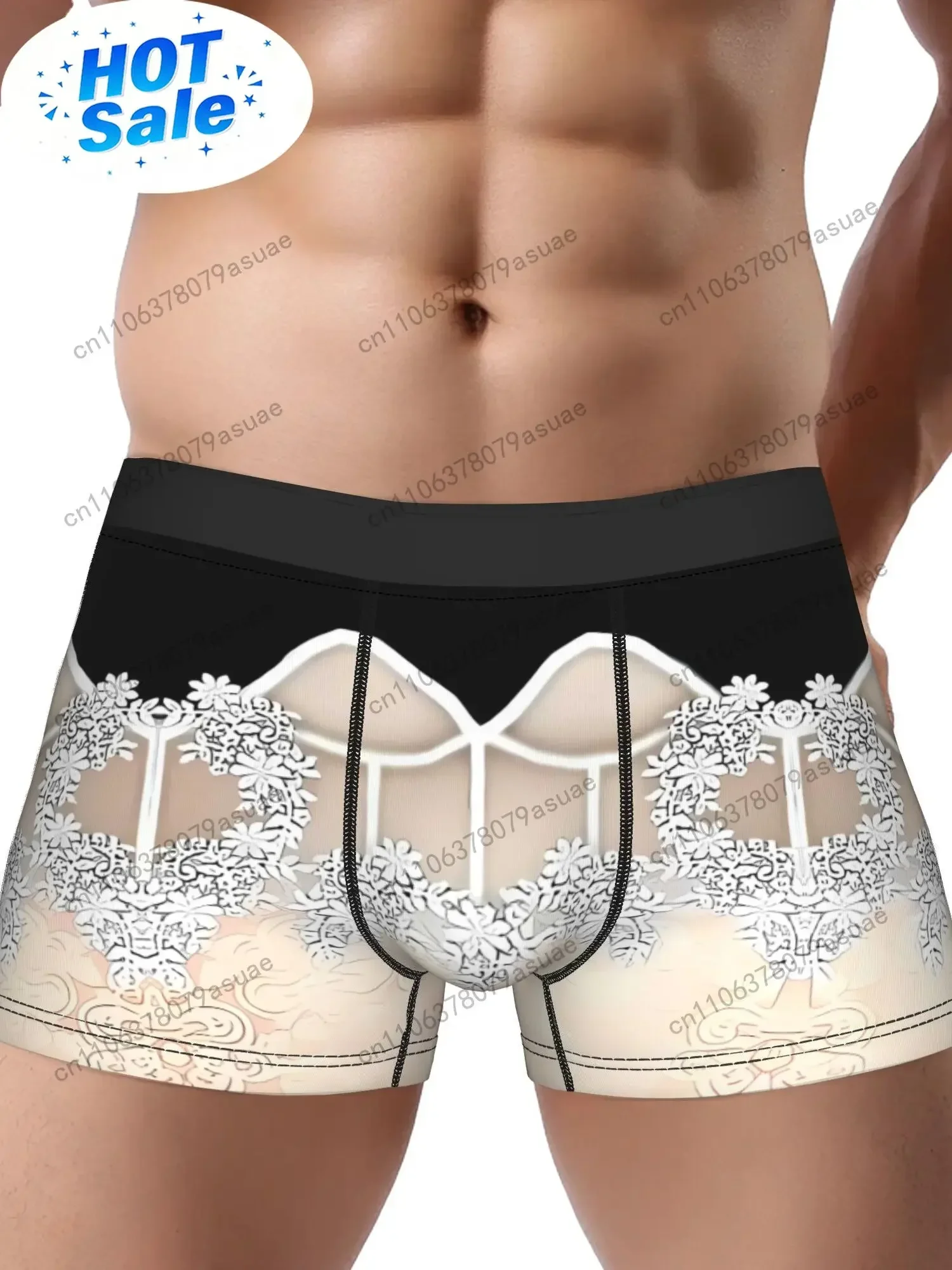 Men's Sheer Lace Underwear - Full Coverage Non- Briefs with Elegant Lace Panel Discreet Comfortable for Casual Attire Black