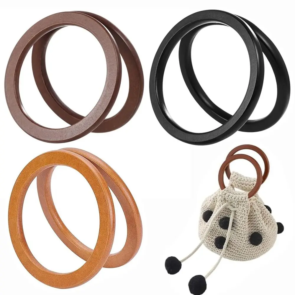 Handcraft Wooden Handbag Handles Round DIY Bags Handgrip Purse Handles