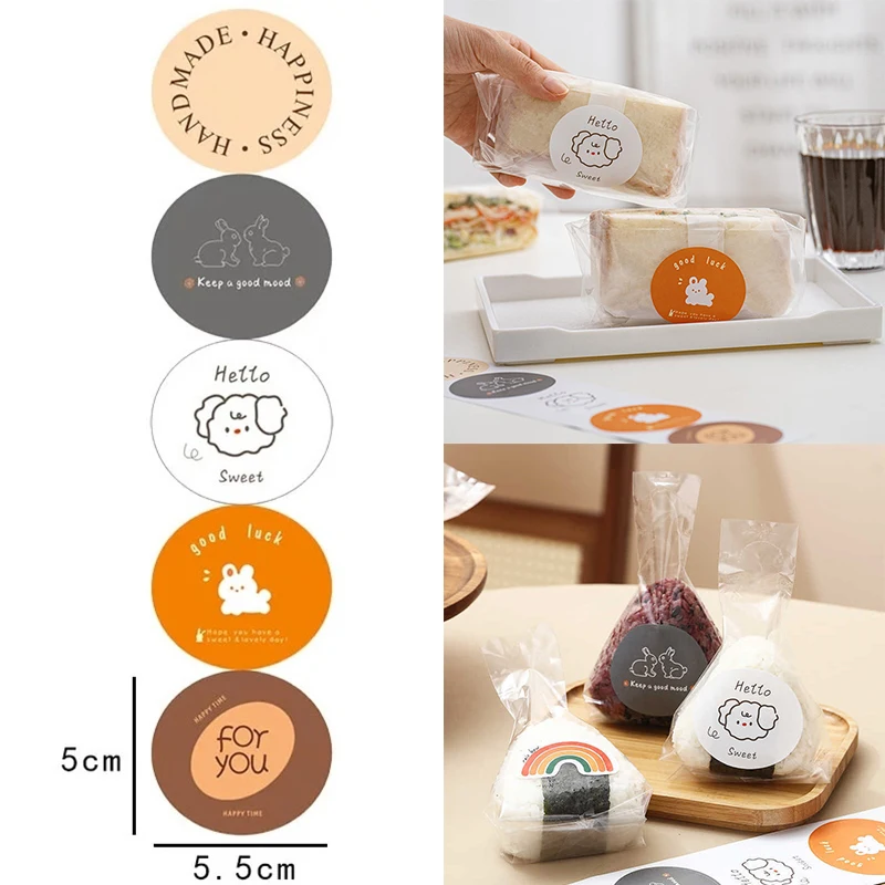 

100pcs Round Rice Ball Packaging Bag Stickers Nori Seaweed Onigiri Bags Sticker Sushi Making Mold Tools Bento Accessories
