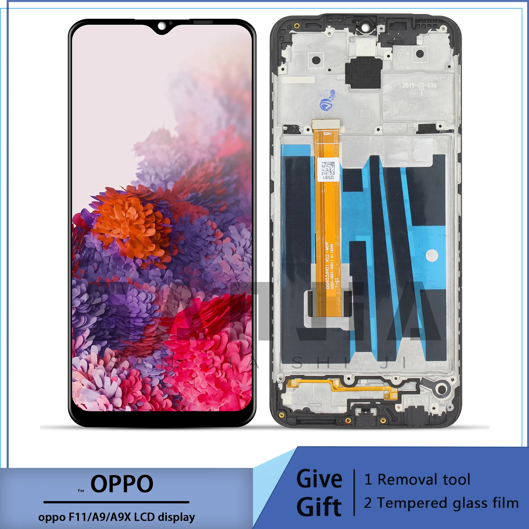 LCD Display Touch Screen Digitizer Assembly with Frame Replace,For OPPO F11, CPH1913, CPH1911, 6.53 