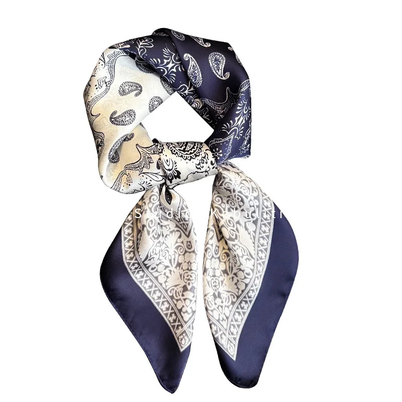 

70x70 Маленький квадратный шарф в стиле ретро, шелковый шарф, женская одинаковая рубашка, солнцезащитный крем, защита шеи, квадратный тюль