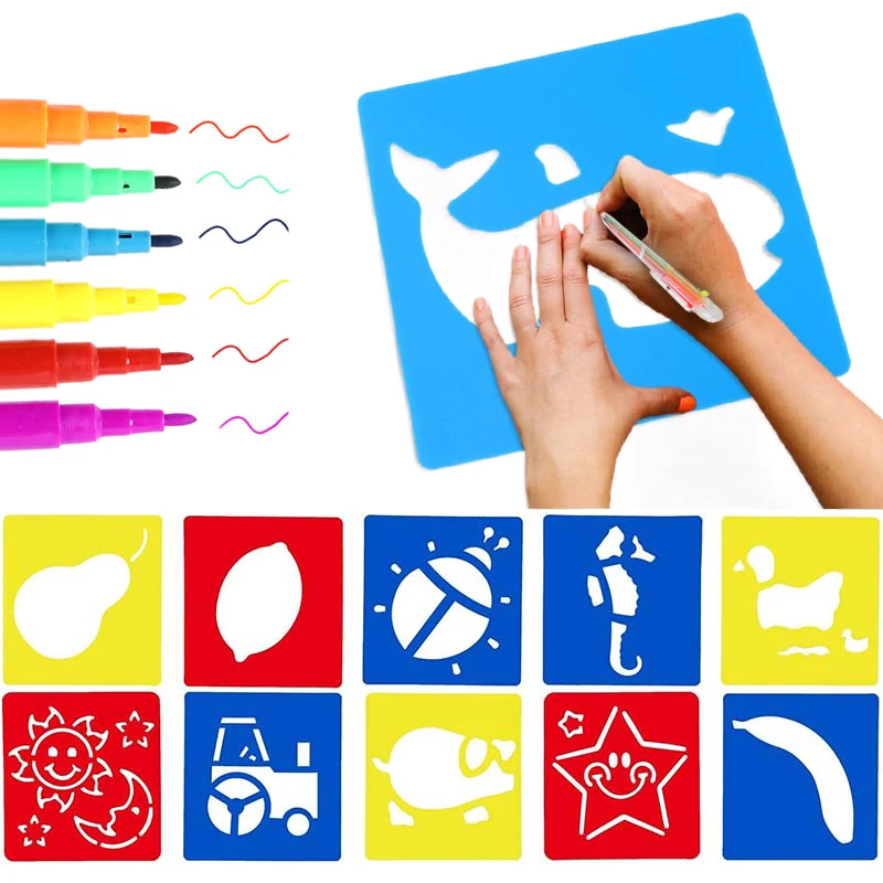 Kids Drawing Stencils Washable Reusable  Learning Themed Primary Shape Template for Kid Toddlers Preschool Template Painting TMZ