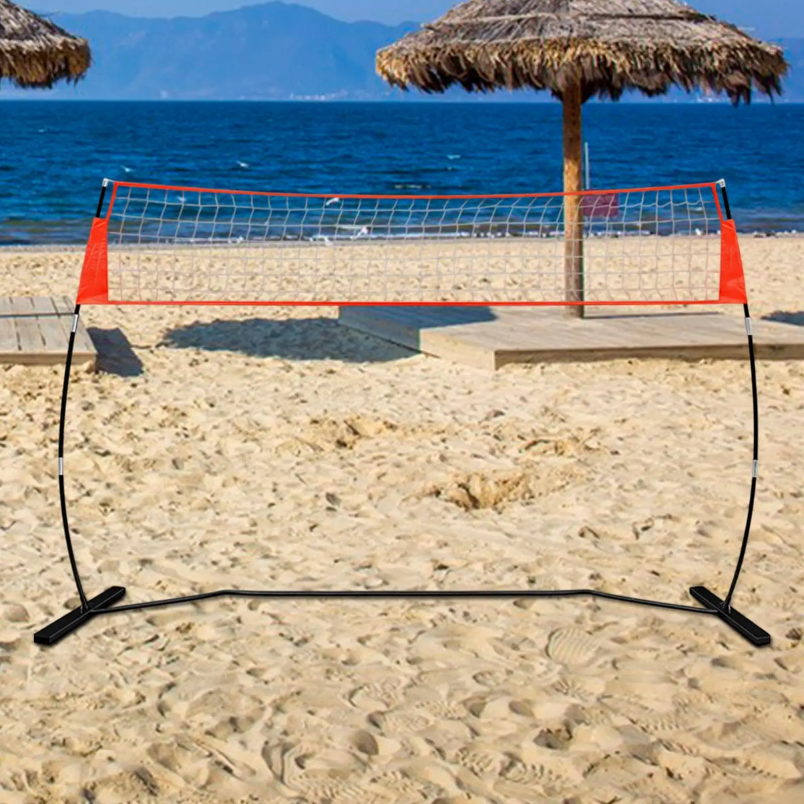 Portable Volleyball Training Mesh Net Sturdy Frame Adjustable Height for Team Solo Indoor Outdoor