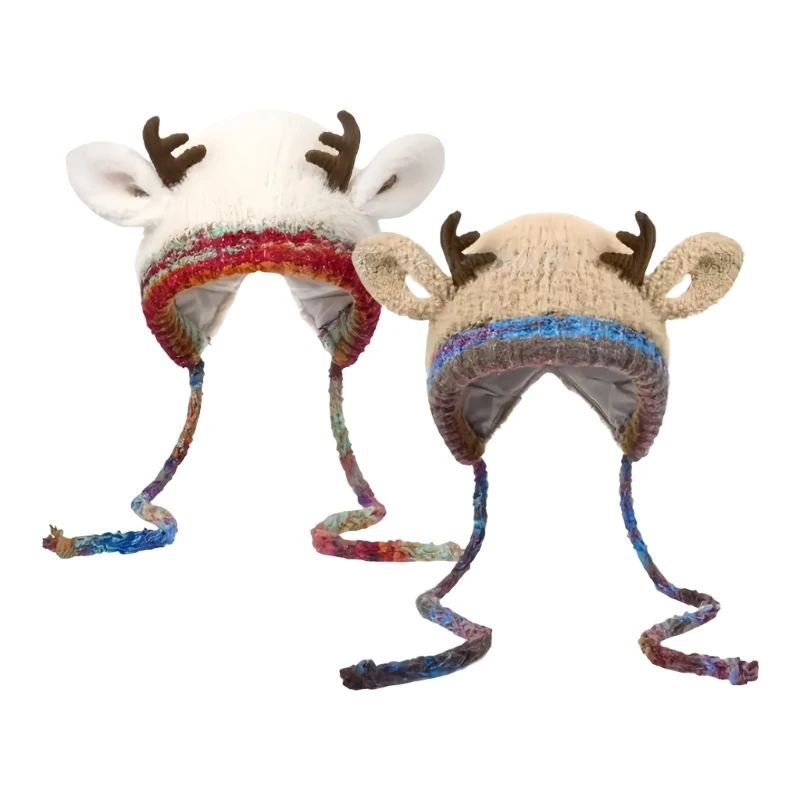 DXAE Cappello in corno renna lavorato a maglia per le vacanze Cappello invernale addensato per foto Natale in famiglia