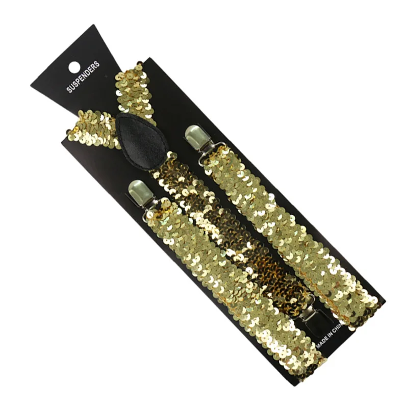 y2k adult suspenders 3 clips ladies sequined fish scale elastic braces fashionable and versatile suspenders performance