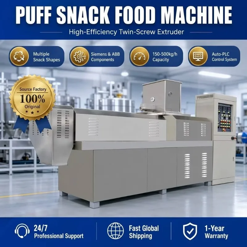 Puffed Snack Making Machine Twin Screw Extruder Commercial Stainless Steel Food Production Line Customized