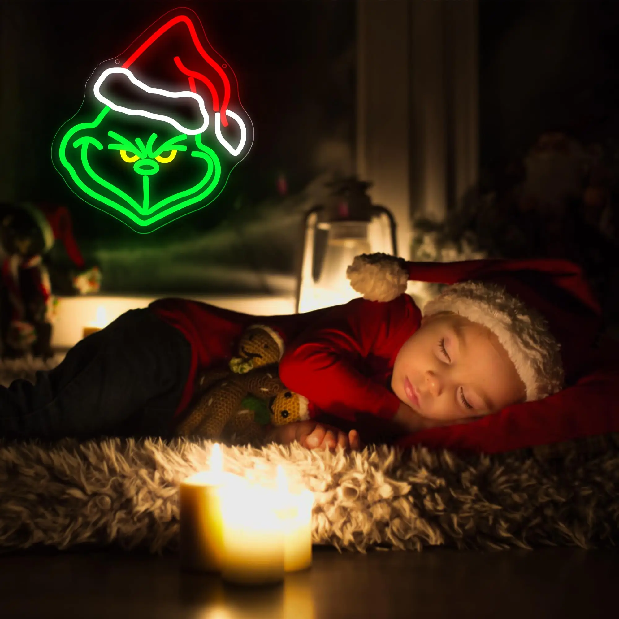 Christmas Neon Sign  USB Dimmable Switch Light Up Sign Wall Decor for Bedroom Holiday Bar Christmas Party Decor