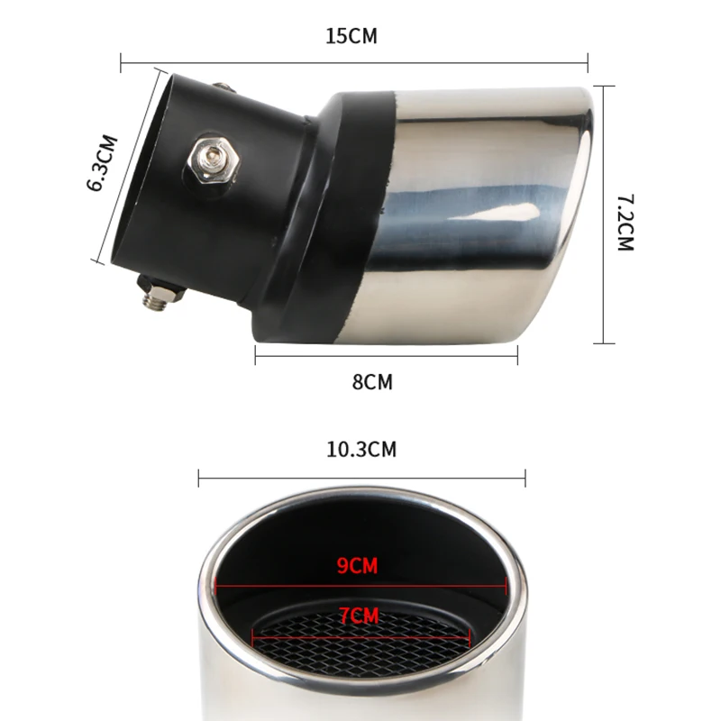 حزام القرش صافي الذيل الحلق الفولاذ المقاوم للصدأ ماسورة العادم كاتم صوت ماسورة عادم السيارات اكسسوارات السيارات ماسورة العادم