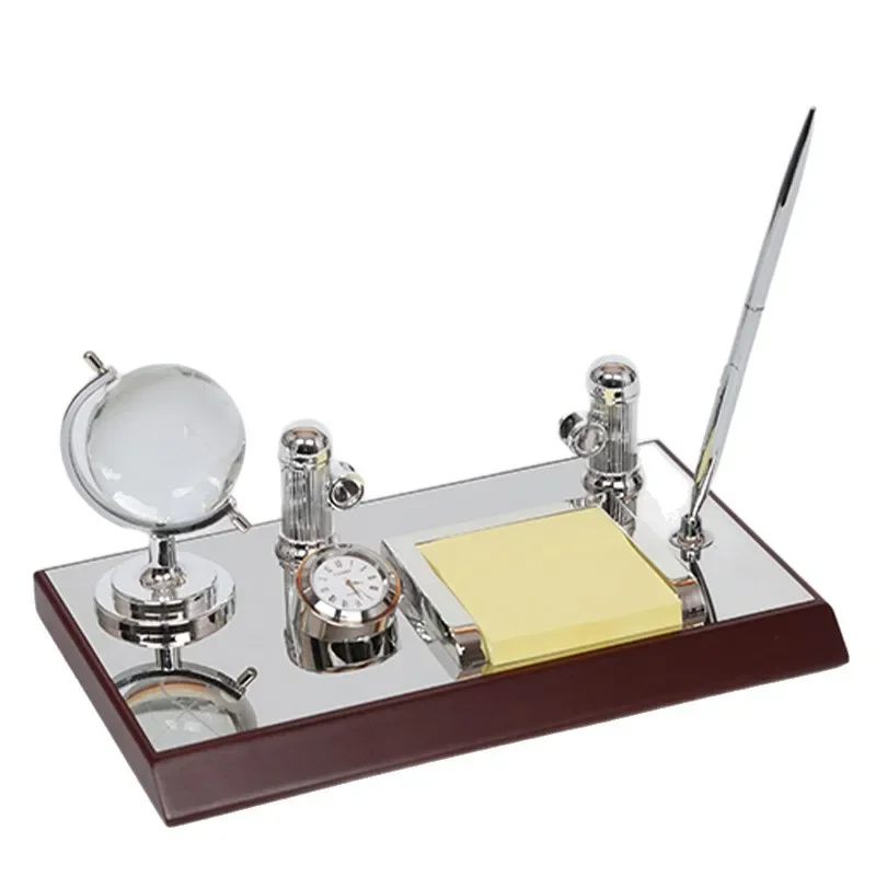 Solid wood desktop desk, crystal ball decorative desktop, countertop sticky notes practical ornament