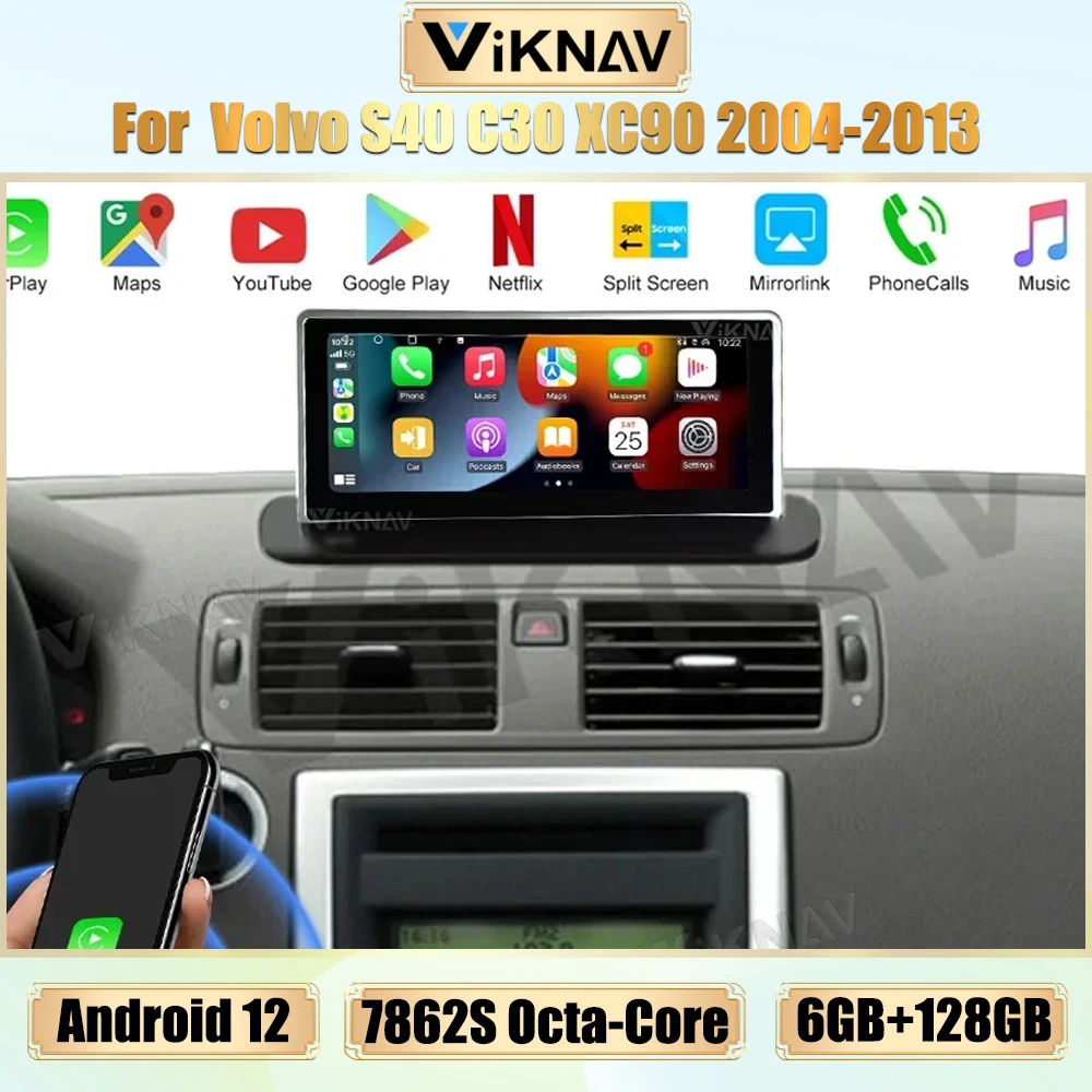 Android 12 Car Radio For 2004-2013 Volvo S40 C30 XC90 Carplay Multimedia Player GPS Navigation 8.8 Inch Touch Screen Head Unit